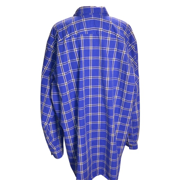 Lacoste Men's Blue Plaid Long Sleeve Button-Down Shirt Size 2XL 100% Cotton - Picture 4 of 6